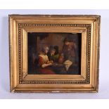 European School (19th Century) Oil on card, Tavern scene. 32 cm x 28 cm.