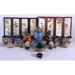 A LARGE COLLECTION OF CHINESE CLOISONNE ENAMEL WARES together with screens etc. (qty)