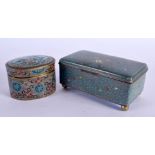 A 19TH CENTURY JAPANESE MEIJI PERIOD CLOISONNE ENAMEL BOX AND COVER together with a cloisonne enamel