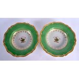 Flight Barr and Barr pair of crested plates with green border probably made for the Stewart Family,