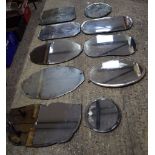 A collection of mirrors some Art Deco style largest 45 x 60 cm.(10)