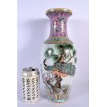 A CHINESE REPUBLICAN PERIOD FAMILLE ROSE VASE decorated with birds. 32 cm high.