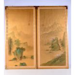 A pair of Chinese watercolours depicting landscapes 83 x 37 cm (2)