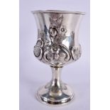 A VICTORIAN SILVER REPOUSSE GOBLET. 147 grams. London 1862. 15 cm x 8.75 cm.