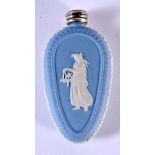 A WEDGWOOD LOZENGE SHAPED SCENT BOTTLE. 8.2cm x 4.3cm x 1.5cm