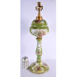 A LARGE DRESDEN COUNTRY HOUSE PORCELAIN LAMP. 58 cm x 16 cm.