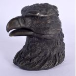 A CONTEMPORARY BRONZE BIRD INKWELL. 9 cm x 7 cm.