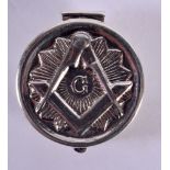 A SILVER MASONIC PILL BOX. 10.8 grams. 3 cm x 2.75 cm.