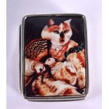 A SILVER CAT BOX. 20 grams. 2.5 cm x 3 cm.