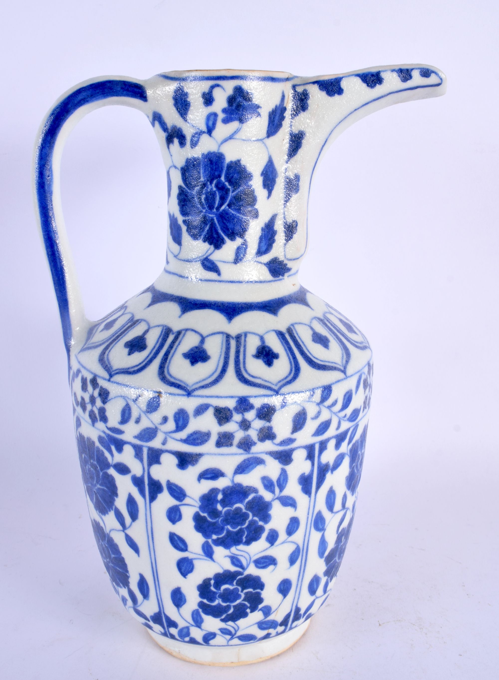 A TURKISH ISLAMIC BLUE AND WHITE WATER JUG. 27 cm high. - Image 2 of 4