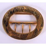 AN EARLY 20TH CENTURY JAPANESE MEIJI PERIOD MIXED METAL BUCKLE by Yoshi Nosuke Kawano. 6.5 cm x 5.75