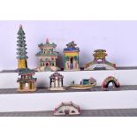 CHINESE PORCELAIN MODELS OF HOUSES. (qty)