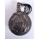 AN 18TH CENTURY TIBETAN SILVER SCENT BOTTLE. 93 grams. 9.5 cm x 6.5 cm.