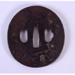 A 19TH CENTURY JAPANESE MEIJI PERIOD CAST IRON TSUBA. 104 grams. 7.5 cm x 7 cm.