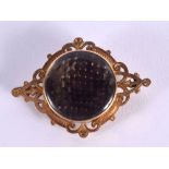 AN ANTIQUE 18CT GOLD CRYSTAL GLASS MOURNING BROOCH. 13.5 grams. 4.5 cm x 3.5 cm.