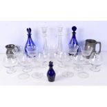 A collection of etched glass ware, decanters, candlesticks etc (Qty)