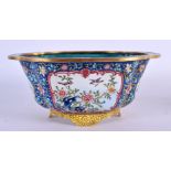 AN EARLY 20TH CENTURY CHINESE CANTON ENAMEL LOBED CENSER Late Qing/Republic, painted with birds and