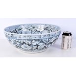 A large Chinese porcelain blue and white lotus flower bowl 14 .5 x 39.5 cm.