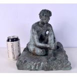 A CONTEMPORARY BRONZE FIGURE OF A NUDE FEMALE. 30 cm x 18 cm.