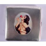 AN ART DECO SILVER AND ENAMEL CIGARETTE CASE. Chester 1927. 112 grams. 8 cm square.