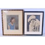 A FRAMED PHOTOGRAPH OF ETHEL CLAYTON and a framed photograph. Largest 32 cm x 25 cm. (2)