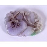 A CHINESE TWO TONE JADE FLORAL PENDANT 20th Century. 8 cm x 5 cm.