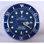 A ROLEX SHOP DISPLAY ADVERTISING WALL CLOCK. 33 cm diameter.