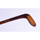 A FINE ANTIQUE SCOTTISH CARVED WOOD GOLFING SUNDAY STICK possibly belonging to Andrew Carnegie (Skib