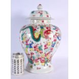 A LARGE CHINESE FAMILLE ROSE 100 BOYS VASE AND COVER 20th Century. 39 cm x 20 cm.