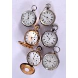 4 SILVER CASED POCKET WATCHES TOGETHER WITH 2 OTHERS. Stamped 800, 935 and Sterling, Largest 5cm di