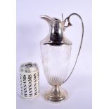 A LATE VICTORIAN SILVER MOUNTED CUT AND ENGRAVED GLASS CLARET JUG. London 1897. 989 grams. 28 cm x 1
