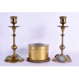A 19TH CENTURY ENGLISH BRONZE COUNTRY HOUSE GARNITURE inset with wedgwood blue basalt medallions. La