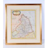 AN ANTIQUE MAP OF NORTHUMBERLAND by Robert Morden C1695. 41 cm x 36 cm.