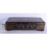 A LARGE EARLY 20TH CENTURY CHINESE BLACK LACQUER BOX AND COVER Late Qing/Republic, with imitation cl