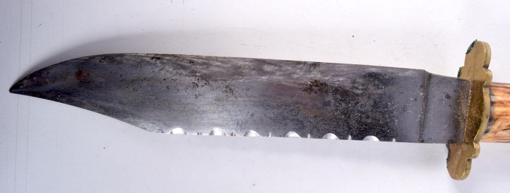 A large carved antler handled hunting knife with leather sheath 44cm - Bild 4 aus 7