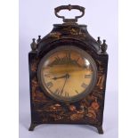 AN ANTIQUE COUNTRY HOUSE BLACK LACQUER CHINOISERIE CLOCK. 23 cm x 13 cm.