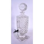 A 1920S IRISH CUT GLASS WHISKEY DISPENSER. 32 cm x 10 cm.