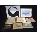 A collection of framed watercolours, sampler ,prints, Oils etc largest 49 x 38 cm (8)