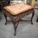 A 19TH CENTURY CHINESE HARDWOOD MARBLE INSET TABLE. 48 cm x 60 cm.