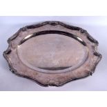 A LARGE SILVER PLATED CHRISTOFLE TRAY. 40 cm x 34 cm.