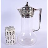 A LATE VICTORIAN SILVER MOUNTED CRYSTAL GLASS CLARET JUG. London 1897. 28 cm x 16 cm.