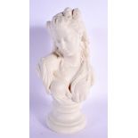 19th century English Parian bust of a young woman. 21cm high