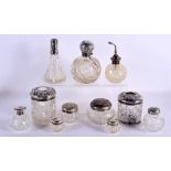 ANTIQUE SILVER TOPPED JARS etc. (qty)
