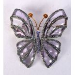 A SILVER GEM SET BUTTERFLY BROOCH. 20 grams. 5.25 cm x 5 cm.