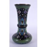 AN EARLY 20TH CENTURY JAPANESE MEIJI PERIOD CLOISONNE ENAMEL VASE decorated with foliage. 17 cm high