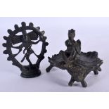 TWO SOUTH EAST ASIAN BRONZE FIGURES. Largest 7cm x 10cm x 7cm (2)