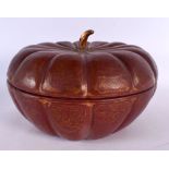 AN EARLY 20TH CENTURY CHINESE CARVED RED LACQUER PUMPKIN BOX AND COVER painted with flowers. 25 cm w