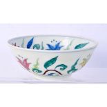 A Chinese porcelain Wucai bowl decorated with flowers . 7.5 x 18.5 cm.