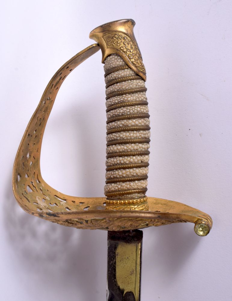 AN ANTIQUE SHAGREEN HANDLED SWORD. 97 cm long. - Bild 3 aus 9