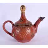 A TURKISH MIDDLE EASTERN TOPHANE TEAPOT AND COVER. 21 cm x 18 cm.